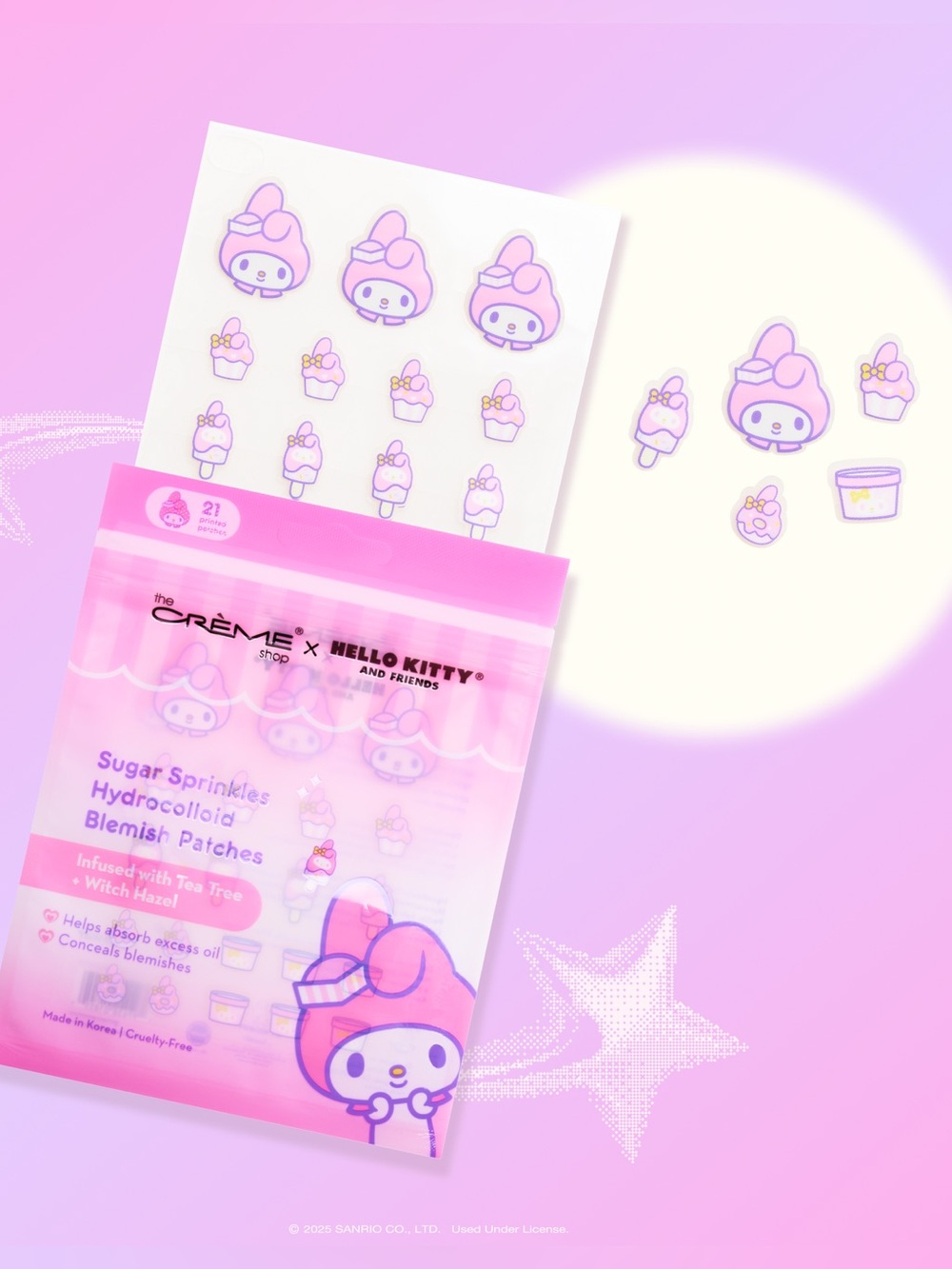 NEW The Crème Shop x My Melody Sugar Sprinkles Hydrocolloid Blemish Patches 21ct